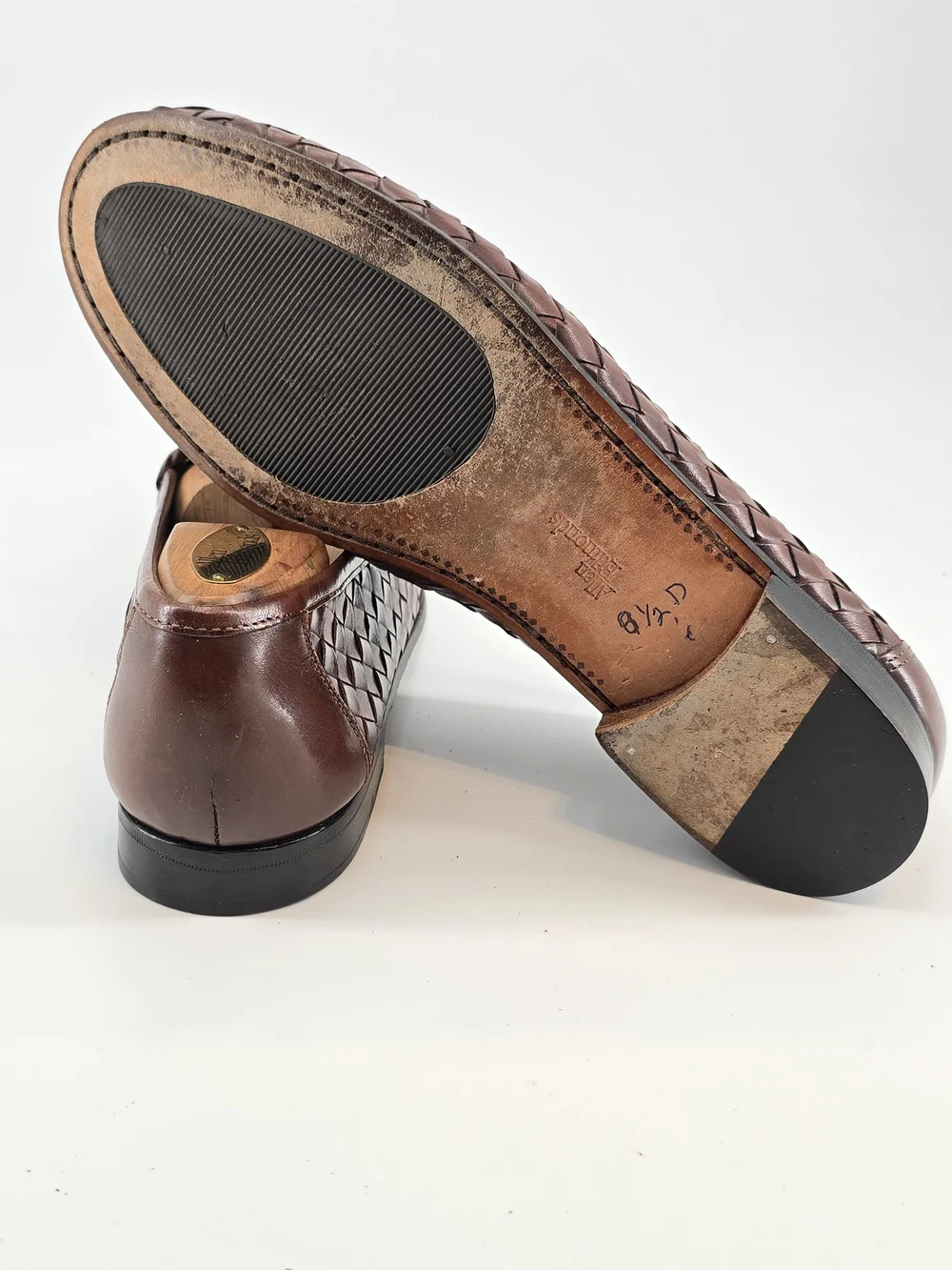 Allen Edmonds Brown Woven Leather Penny Loafers 9 D St. Lucia